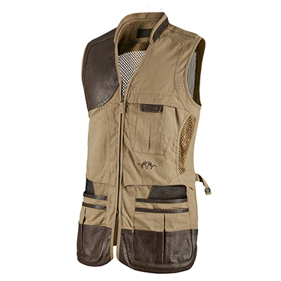Blaser Men 's Parcours Shooting Vest (Brown w/leather accents) MD BAOVMBRO