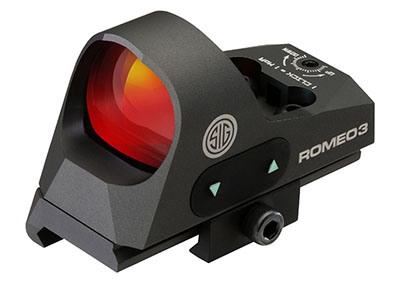 Sig Sauer Romeo 3 Reflex Sight, 1X25MM, 3 MOA Red Dot, 1.0 MOA  Adj, M1913 with Riser, Graphite. MPN SOR31002