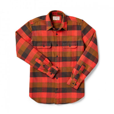 Filson Vintage Flannel Work Shirt Red Mackinaw Buffalo 10689