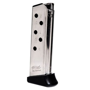 Walther PPK .380 ACP 6rd Nickel Finger Rest Magazine 2246010